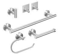 HOTSAN Set da 6 ferramenta per il bagno - portasciugamani da 40 cm + 2 porta carta igienica + 3 ganci per accappatoio, kit di accessori resistente in Metallo