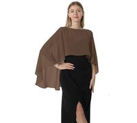Hotshawl Capelets for women Chiffon Cape Shawls and Wraps for Evening Dress Wedding Capes Cover Up (Coffee)