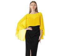 Hotshawl Capelets for women Chiffon Cape Shawls and Wraps for Evening Dress Wedding Capes Cover Up (Yellow)