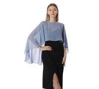 Hotshawl Capelets Mantello da donna in chiffon, scialli e sciarpe per abito da sera o da sposa, Blu polvere, taglia unica