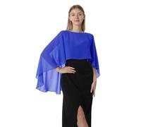 Hotshawl Capelets Mantello da donna in chiffon, scialli e sciarpe per abito da sera o da sposa, Blu reale, taglia unica