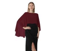 Hotshawl Capelets - Mantello da donna in chiffon, scialli e sciarpe per abito da sera o da sposa, Borgogna, taglia unica