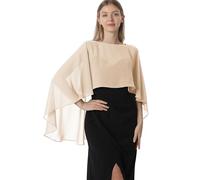 Hotshawl Capelets Mantello da donna in chiffon, scialli e sciarpe per abito da sera o da sposa, Champagne, taglia unica