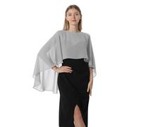 Hotshawl Capelets Mantello da donna in chiffon, scialli e sciarpe per abito da sera o da sposa, Grigio argento., taglia unica
