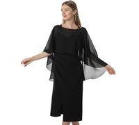 Hotshawl Capelets Mantello da donna in chiffon, scialli e sciarpe per abito da sera o da sposa, nero, taglia unica