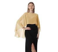 Hotshawl Capelets Mantello da donna in chiffon, scialli e sciarpe per abito da sera o da sposa, Oro, taglia unica