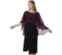 Hotshawl Capelets Mantello da donna in chiffon, scialli e sciarpe per abito da sera o da sposa, Prugna, taglia unica