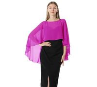 Hotshawl Capelets Mantello da donna in chiffon, scialli e sciarpe per abito da sera o da sposa, Rosa, taglia unica