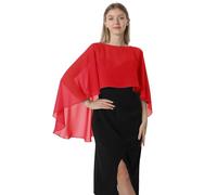 Hotshawl Capelets Mantello da donna in chiffon, scialli e sciarpe per abito da sera o da sposa, Rosso, taglia unica