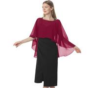 Hotshawl Capelets - Mantello da donna in chiffon, scialli e sciarpe per abito da sera o da sposa, Vino rosso, taglia unica