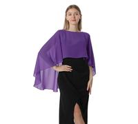 Hotshawl Capelets Mantello da donna in chiffon, scialli e sciarpe per abito da sera o da sposa, Viola, taglia unica