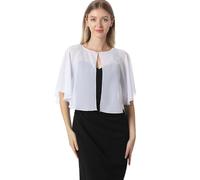 Hotshawl Mantella in chiffon, mantelle morbide, scialli e stole per abito da sera, mantella da sposa, accessori scialle anni '20 per donna, bianco, taglia unica