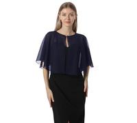 Mantella in chiffon, mantelle morbide, scialli e stole per abito da sera, mantella da sposa, accessori scialle anni '20 per donna, Navy, taglia unica