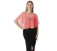 Mantella in chiffon, mantelle morbide, scialli e stole per abito da sera, mantella da sposa, accessori scialle anni '20 per donna, Corallo, taglia unica