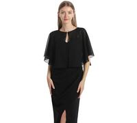 Mantella in chiffon, mantelle morbide, scialli e stole per abito da sera, mantella da sposa, accessori scialle anni '20 per donna, nero, taglia unica