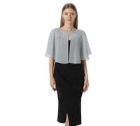 Hotshawl Mantella in chiffon, mantelle morbide, scialli e stole per abito da sera, mantella da sposa, accessori scialle anni '20 per donna, Grigio argento., taglia unica