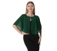 Hotshawl Mantella in chiffon, mantelle morbide, scialli e stole per abito da sera, mantella da sposa, accessori scialle anni '20 per donna, verde scuro, taglia unica