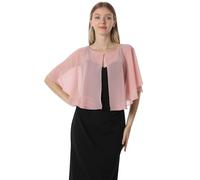 Mantella in chiffon, mantelle morbide, scialli e stole per abito da sera, mantella da sposa, accessori scialle anni '20 per donna, Rosso tendente rosa, taglia unica