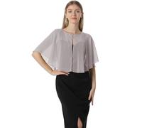 Hotshawl Mantella in chiffon, mantelle morbide, scialli e stole per abito da sera, mantella da sposa, accessori scialle anni '20 per donna, Grigio, taglia unica