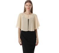 Hotshawl Mantella in chiffon, mantelle morbide, scialli e stole per abito da sera, mantella da sposa, accessori scialle anni '20 per donna, Champagne, taglia unica