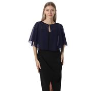 Mantella in chiffon, mantelle morbide, scialli e stole per abito da sera, mantella da sposa, accessori scialle anni '20 per donna, Navy, taglia unica