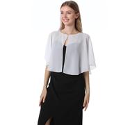 Mantella in chiffon, mantelle morbide, scialli e stole per abito da sera, mantella da sposa, accessori scialle anni '20 per donna, Avorio, taglia unica