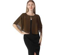 Hotshawl Mantella in chiffon, mantelle morbide, scialli e stole per abito da sera, mantella da sposa, accessori scialle anni '20 per donna, Marrone, taglia unica