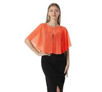 Hotshawl Mantella in chiffon, mantelle morbide, scialli e stole per abito da sera, mantella da sposa, accessori scialle anni '20 per donna, Arancione, rosso, taglia unica