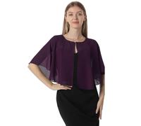 Mantella in chiffon, mantelle morbide, scialli e stole per abito da sera, mantella da sposa, accessori scialle anni '20 per donna, Viola prugna, taglia unica