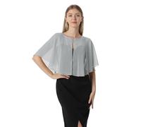Mantella in chiffon, mantelle morbide, scialli e stole per abito da sera, mantella da sposa, accessori scialle anni '20 per donna, Grigio argento., taglia unica