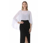 Hotshawl, mantellina da donna in chiffon, scialli e sciarpe per abito da sera o da sposa, bianco, One Size