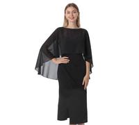 Hotshawl, mantellina da donna in chiffon, scialli e sciarpe per abito da sera o da sposa, nero, One Size