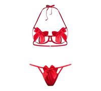 HOTSO Donna Bowknot Sexy Biancheria Intima Set Pizzo Reggiseno Sexy Garter 2 Pezzi Ricamo Reggiseno, Adatto per Bambole e G-Pants