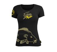 HOTSPOT DESIGN Women Fishing Mania CARPFISHING, nero-giallo, Maglietta