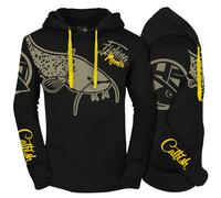 HOTSPOT DESIGN Fishing Mania CatFish, nero-giallo, Felpa con cappuccio
