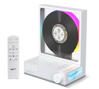 HOTT Lettore CD da scrivania con telecomando, lettore CD Bluetooth 5.3 con luci RGB, altoparlante HiFi, riproduzione di schede TF e trascrizione, schermo LED, timer (bianco)