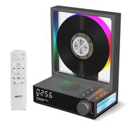HOTT - Lettore CD portatile con telecomando, Bluetooth 5.3 Desktop CD Player con luci RGB, lettore CD portatile con altoparlanti HiFi, supporta scheda TF, trascrizione, schermo LED, timer (grigio)