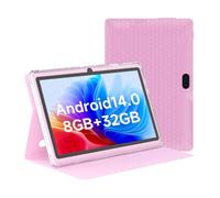 HOTTABLET Tablet 7 pollici Android 14.0 con custodia protettiva, 8 GB (4 + 4 GB espandi) RAM + 32 GB ROM, schermo IPS, doppia fotocamera, Bluetooth 5.0 WiFi Tab (rosa)