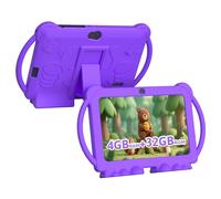 HOTTABLET Tablet per bambini 7" Android 12, 4 GB di RAM 32 GB ROM, 512 GB di espansione, con controllo genitori, WiFi, Bluetooth, doppia fotocamera con custodia in silicone, 1 pezzo (viola)