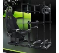 Hottoby 3060 Alluminio Da Corsa Sim Cockpit Con Sedile Nero e TV Stand Fit G29