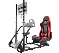 Hottoby Cockpit Racing Simulator Con Sedile Rosso E Supporto TV Compatibile