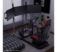 Hottoby Racing Simulator Cockpit Con Rosso Sedile E Supporto Per Triplo Monitor