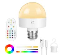 HOTUT 12W Lampadina Colorate Led E26/E27 Intelligente RGB Ricaricabile USB C Con