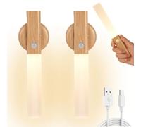 HOTUT 2 Pezzi Luce Notturna, Luci Sensore Movimento Interno, Lampada LED Ricaricabile USB con Base Magnetica, ON/OFF/AUTO, Luce Armadio LED per Camere da Letto, Cucine, Corridoio, Scale, Bianco Caldo