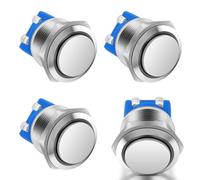 HOTUT 4 Pezzi Pulsante Impermeabile Momentaneo, Acciaio Inossidabile pulsante Rotondo, 19mm Pulsante Interruttore Momentaneo, pulsanti da pannello per DIY auto, Campanello, Barca(Testa Alta)