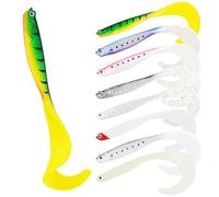 HOTUT 8 Pezzi Esca Gomma di Pesca, Pesci di Gomma, Kit da Pesca con 8 Esche, Esche Artificiali Silicone Spinning per Trota, per Acqua Dolce O Salata, Bagliori Nel Buio, per Acqua Dolce O Salata