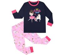 HOTUT Bambine 2 Pezzi Pigiama a Maniche Lunghe per Ragazze Pajama Set 100% Cotone, Pigiama Ragazza Unicorno Biancheria da Notte Vestiti Bambina Invernale, Impostato Natale Regalo per Bambini 5-8 Anni