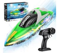 HOTUT Barca telecomandata, Speedboat, 15 km/h, barca RC da 2,4 Hz con luci a LED, batteria regolabile da 1200 mAh, per adulti e bambini dai 14 anni in su
