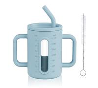 HOTUT Bicchiere per Bambini in Silicone Con Coperchio e Cannuccia, 210ml Tazza da Allenamento, 100% per Uso Alimentare, Con Spazzola per Pulizia