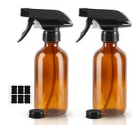 HOTUT Bottiglie Spray in Vetro Ambrato Vuote da 500 ml per la Pulizia, 2 Bottiglie Spray Vuote in Vetro Ambrato con Spruzzatore a Grilletto, Spruzzatore Regolabile con Impostazioni di Flusso di Nebbia